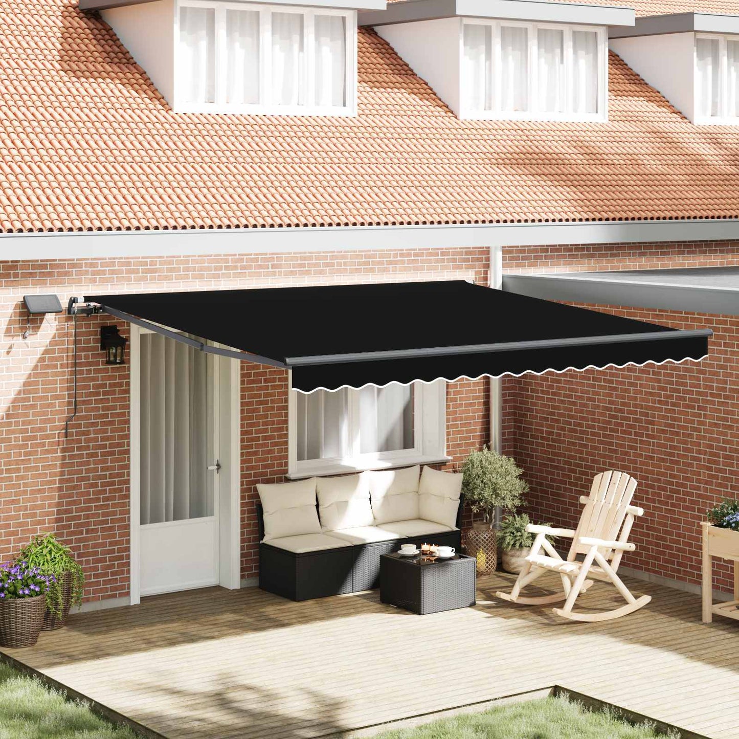 Retractable Awning Black 400 x 300 cm Fabric
