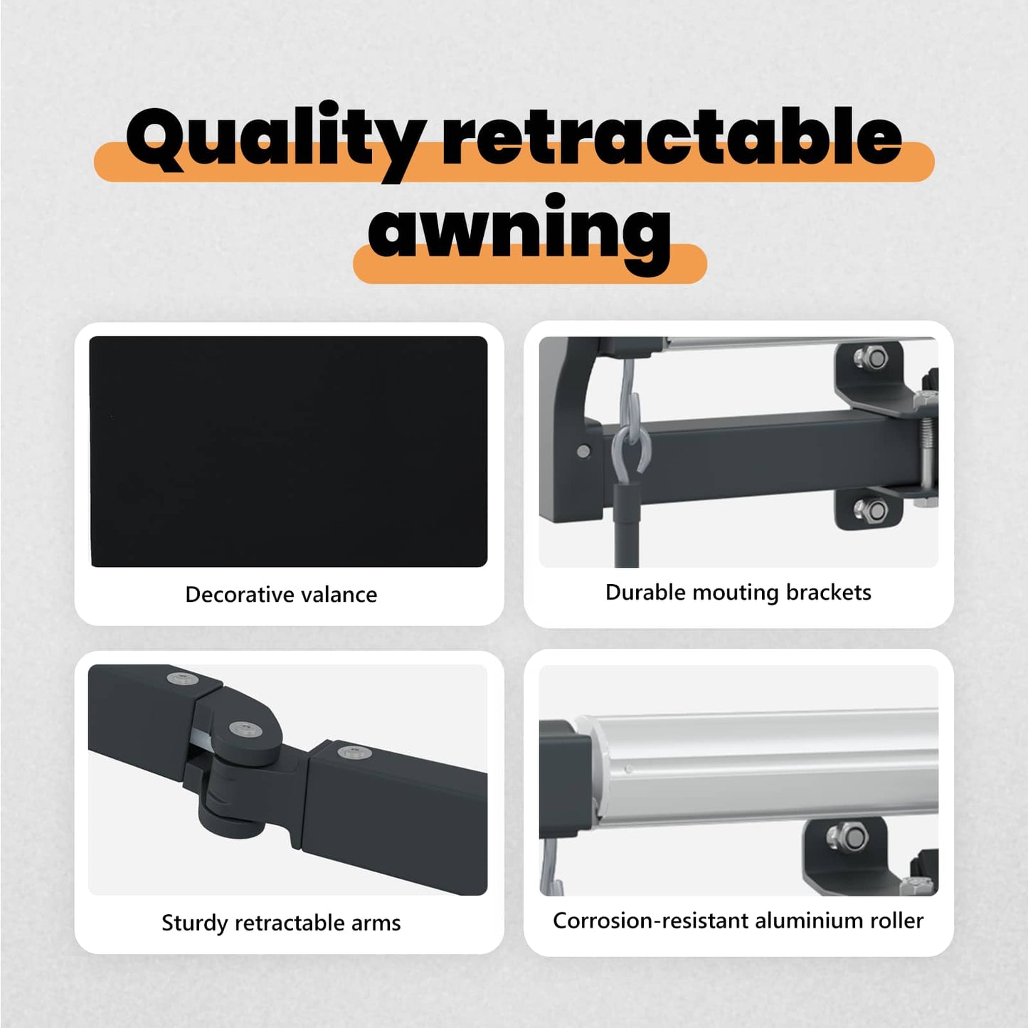 Retractable Awning Black 400 x 300 cm Fabric and Aluminium