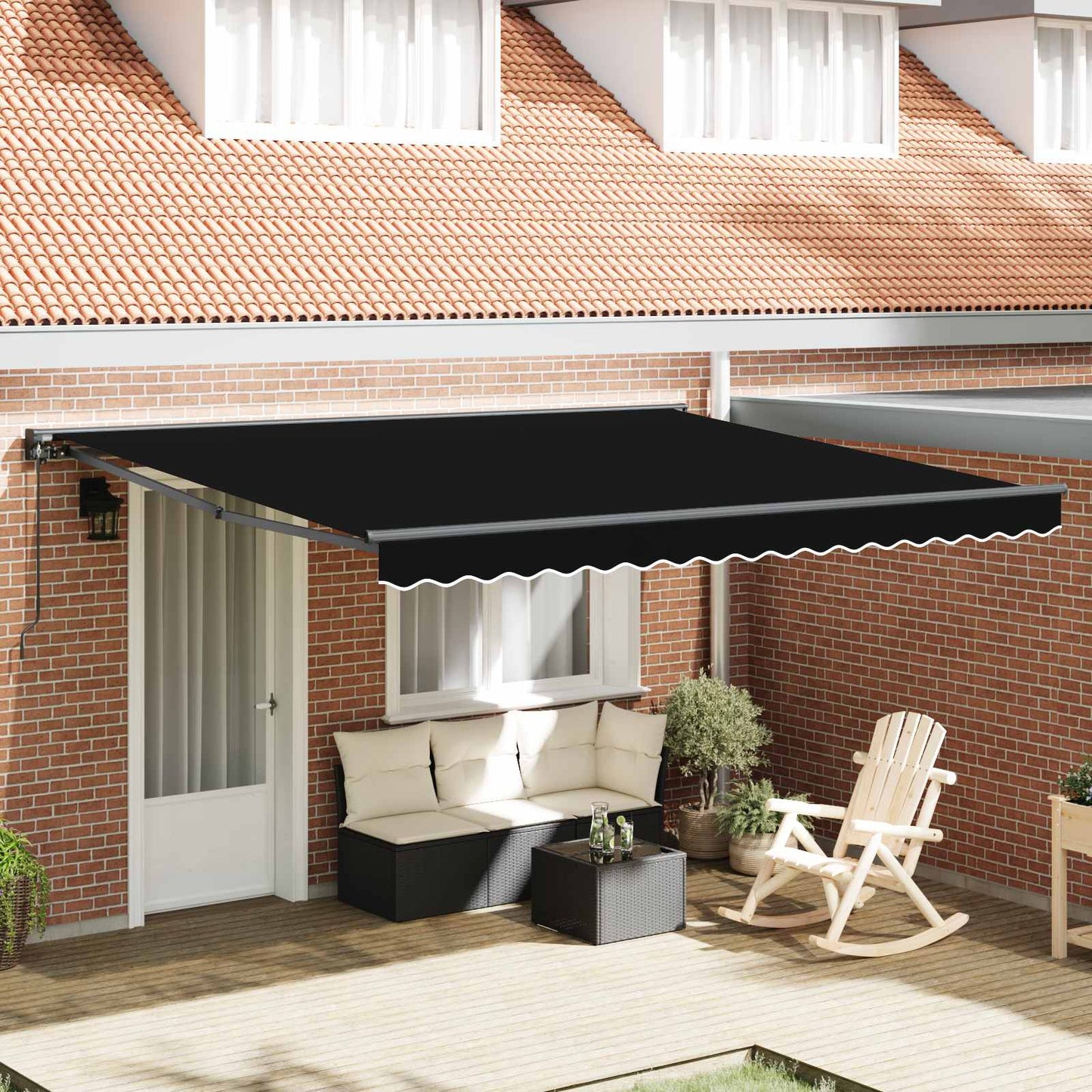 Awning Frame Black 400 x 300 cm Polyester with PU coating