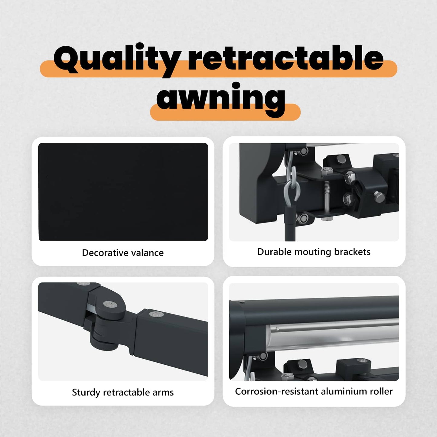 Awning Frame Black 400 x 300 cm Polyester with PU coating