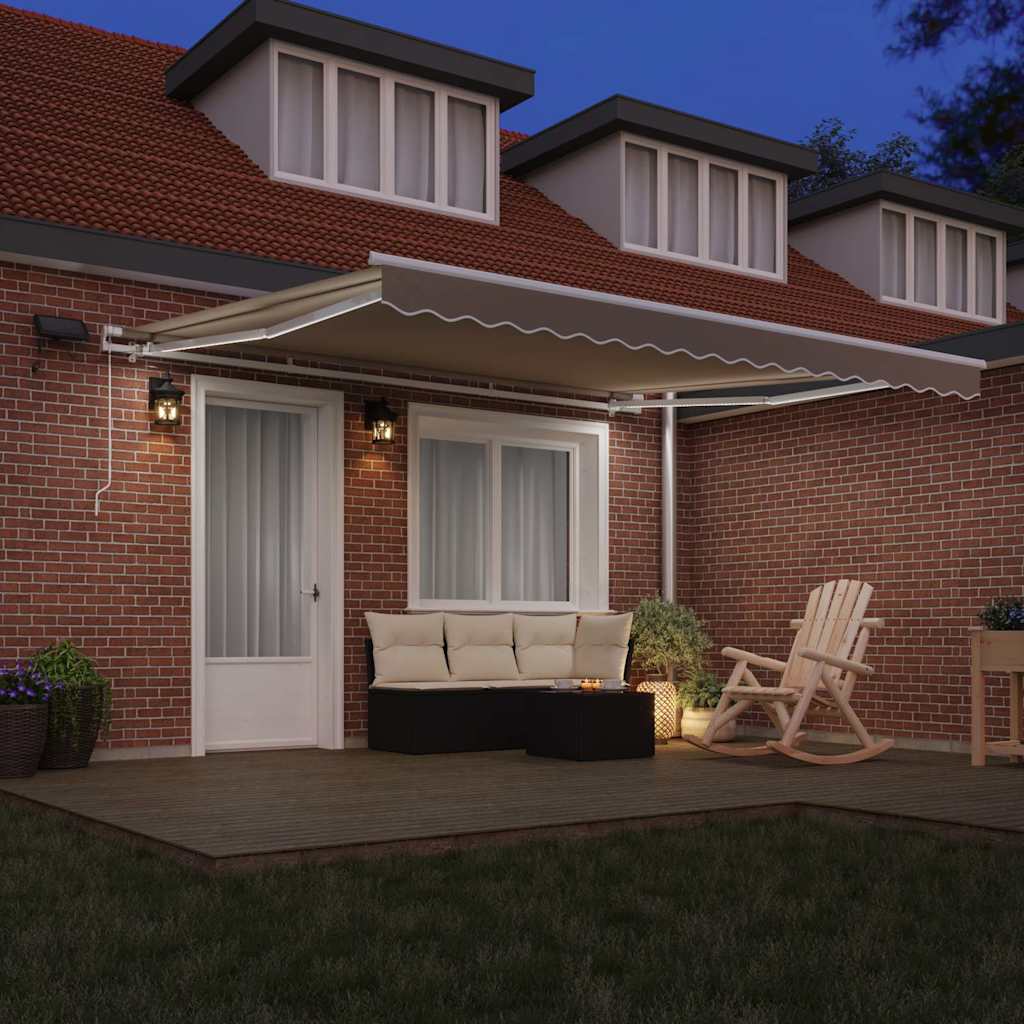Retractable Awning Beige 400 x 300 cm Fabric and Steel