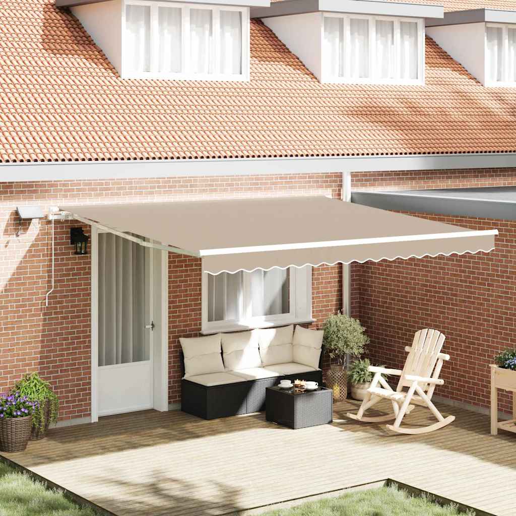 Retractable Awning Beige 400 x 300 cm Fabric and Steel
