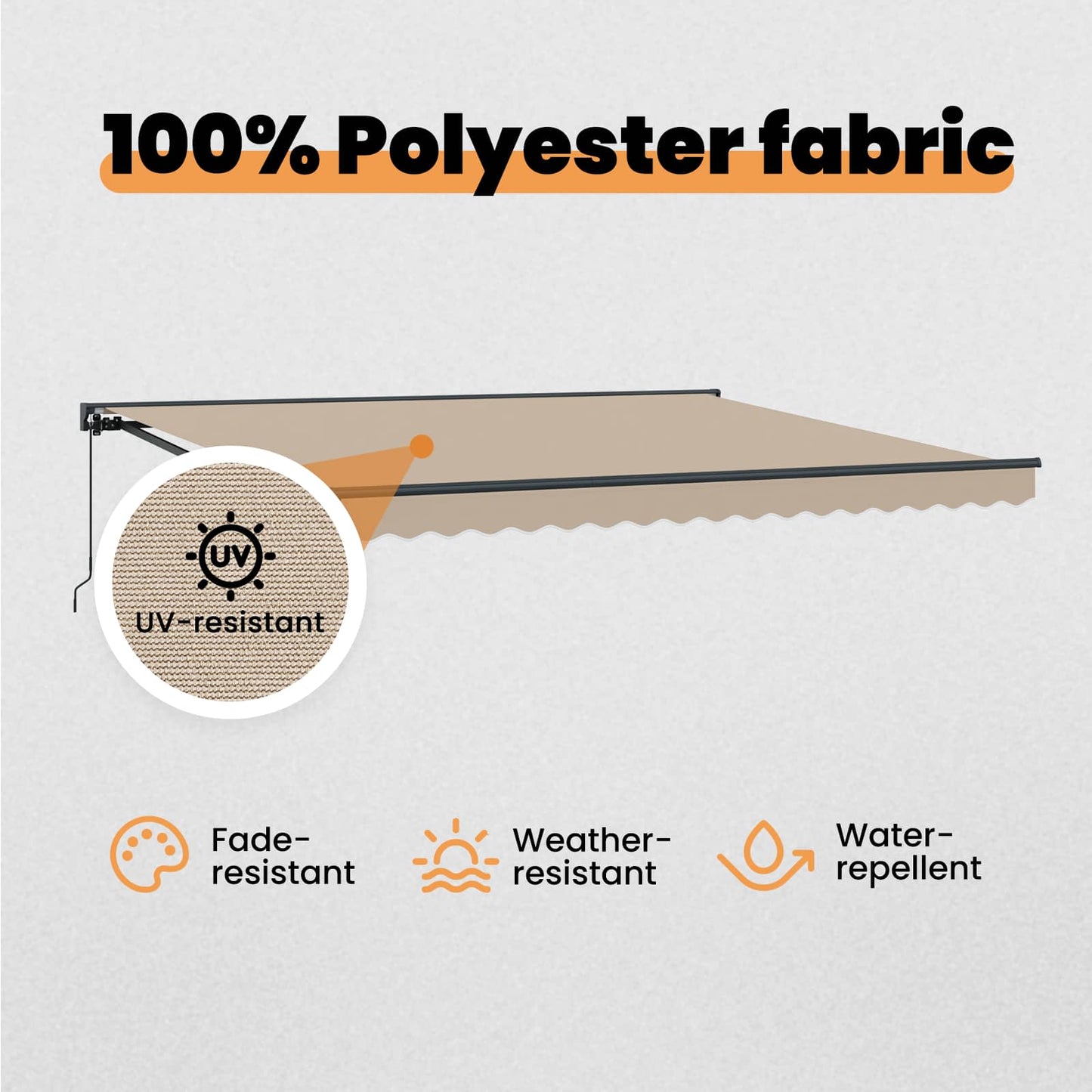 Awning Frame Beige 400 x 300 cm Polyester with PU coating