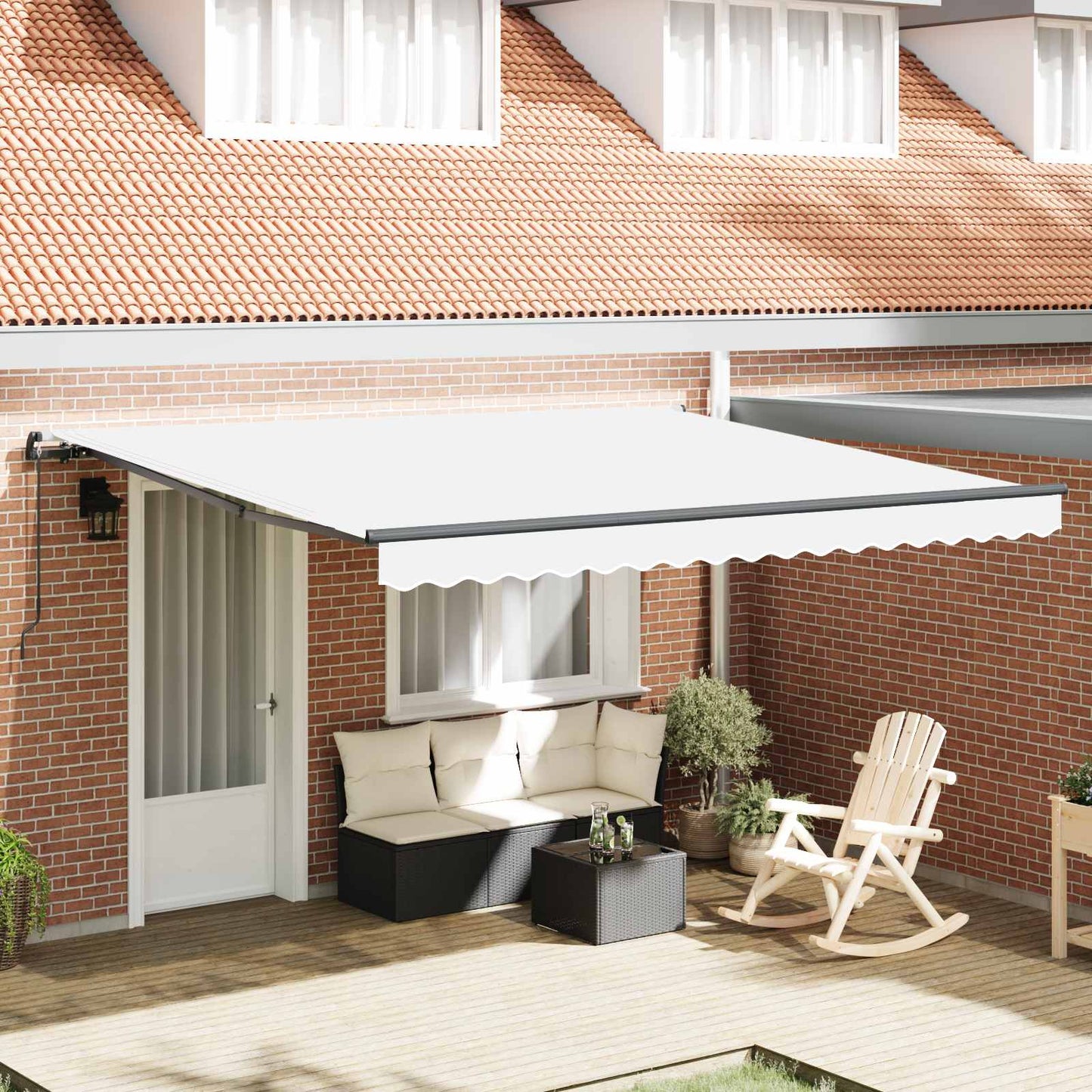 Retractable Awning White 400 x 300 cm Polyester and Steel