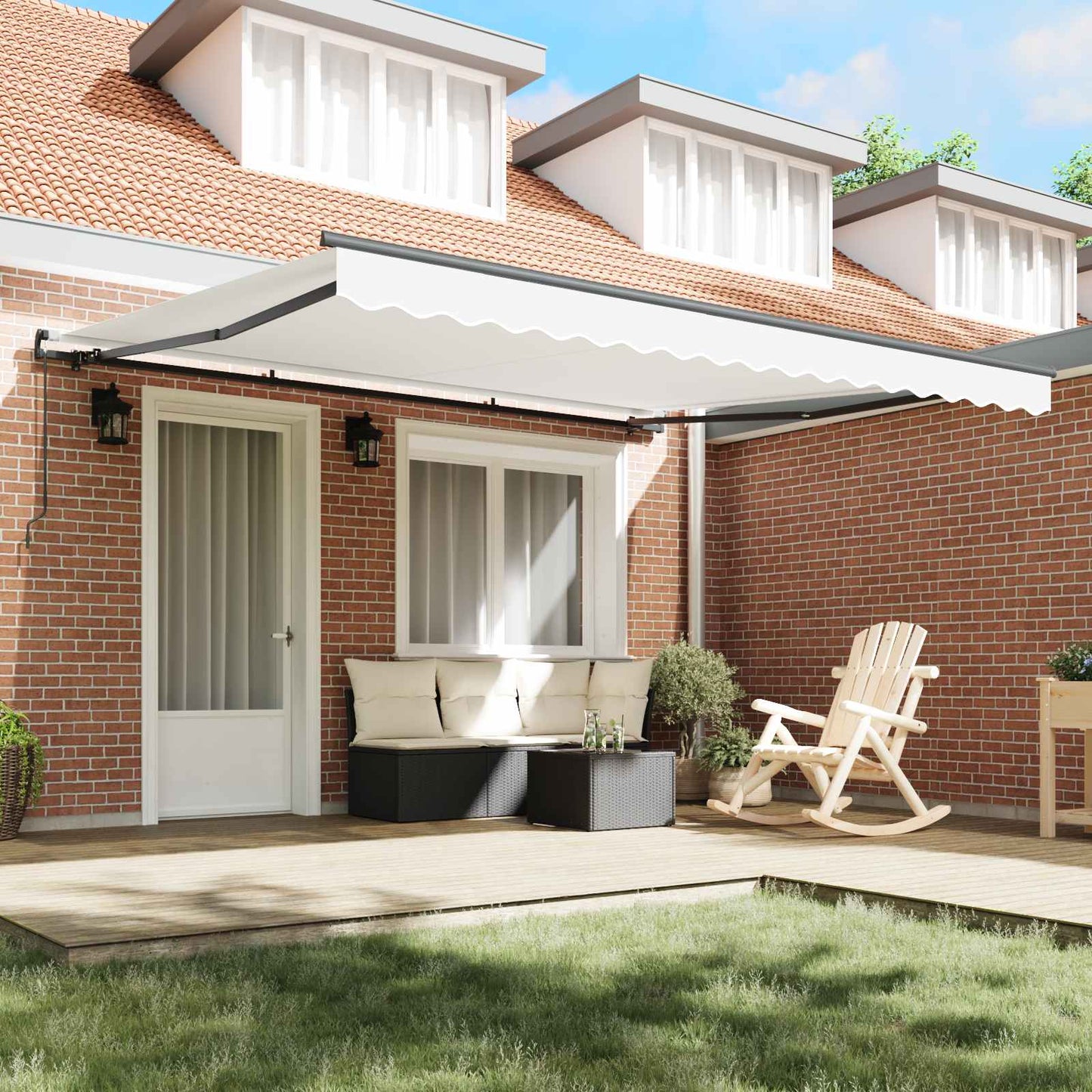 Retractable Awning White 400 x 300 cm Polyester and Steel