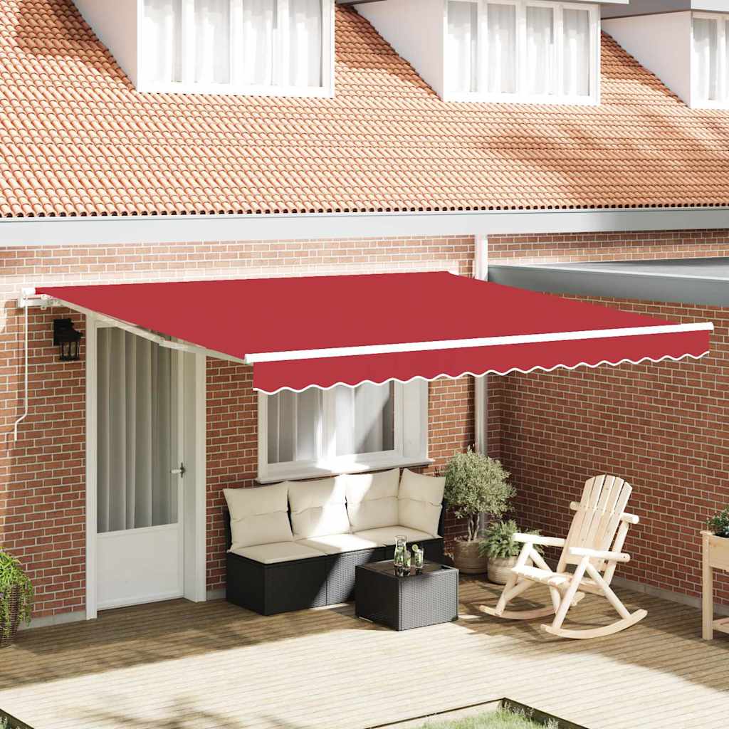 Retractable Awning Red 400 x 300 cm Polyester and Aluminium