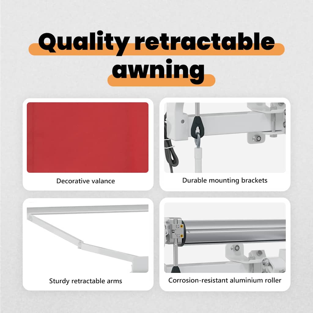 Retractable Awning Red 400 x 300 cm Polyester and Aluminium