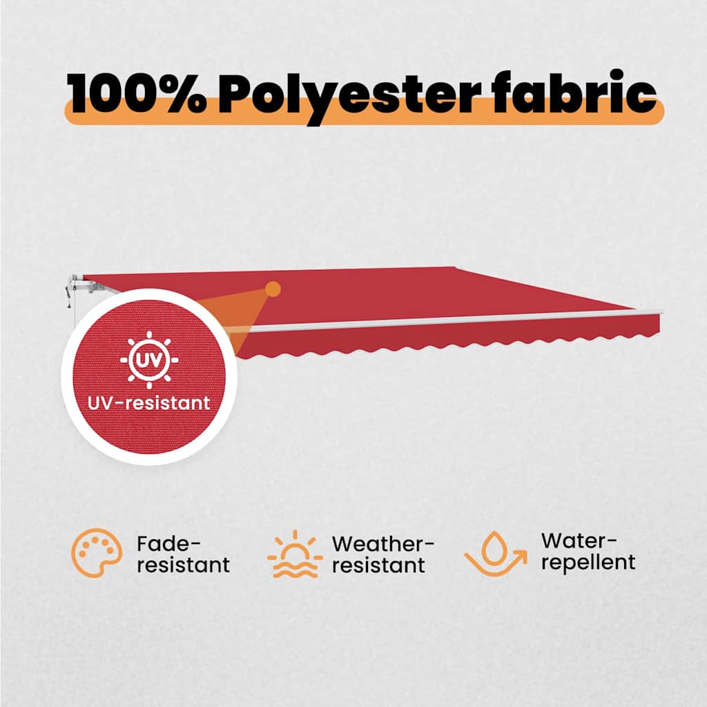 Retractable Awning Red 400 x 300 cm Polyester and Aluminium