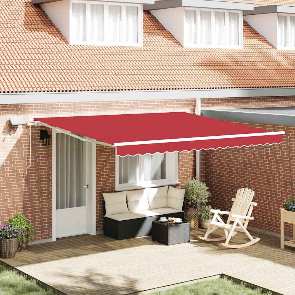 Retractable Awning Red 400 x 300 cm Fabric and Steel