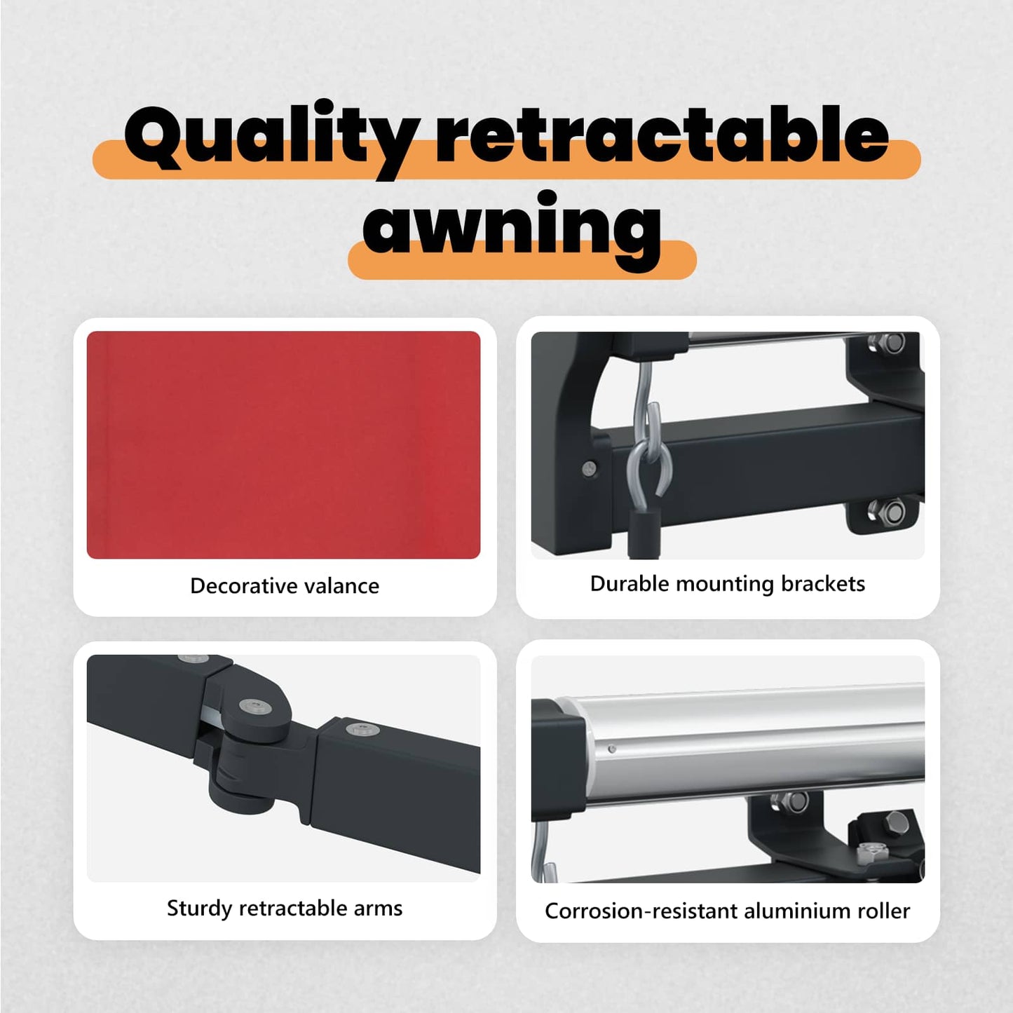 Retractable Awning Red 400 x 300 cm Polyester and Aluminium