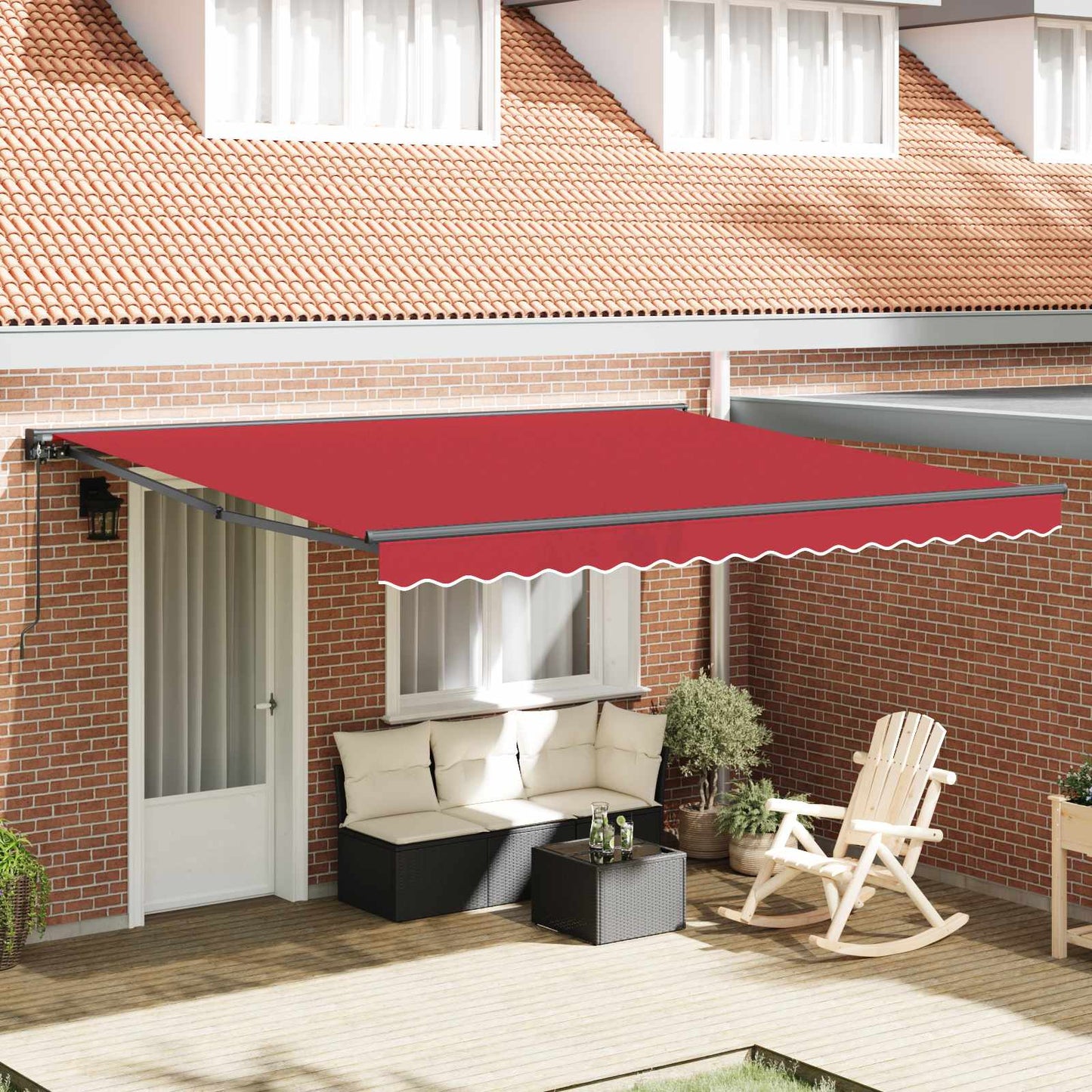Awning Frame Red 400 x 300 cm Polyester with PU coating