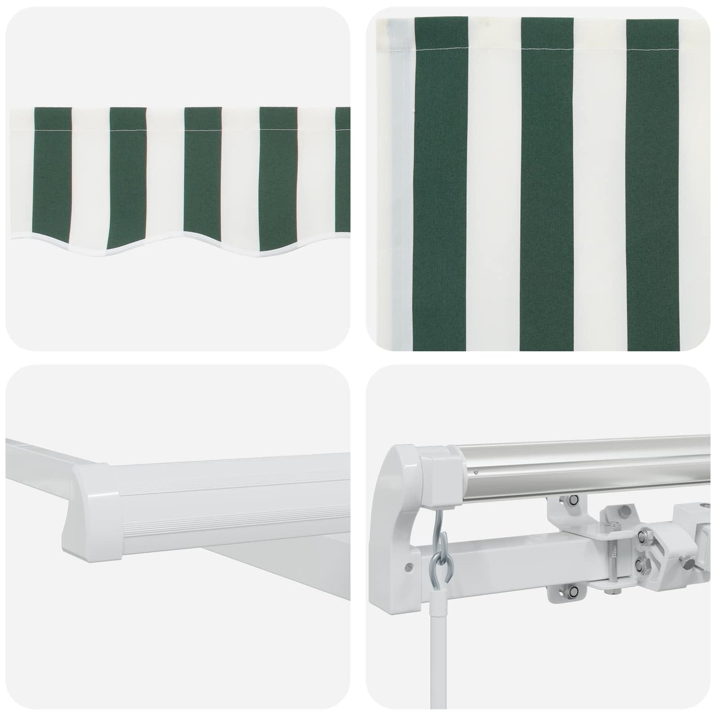 Retractable Awning Manual Green and White 400 x 300 cm