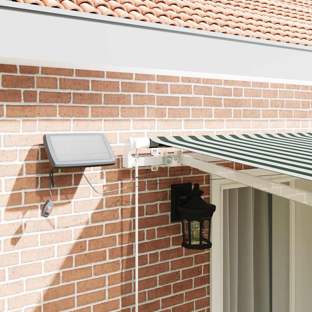 Retractable Awning Manual Green and White 400 x 300 cm