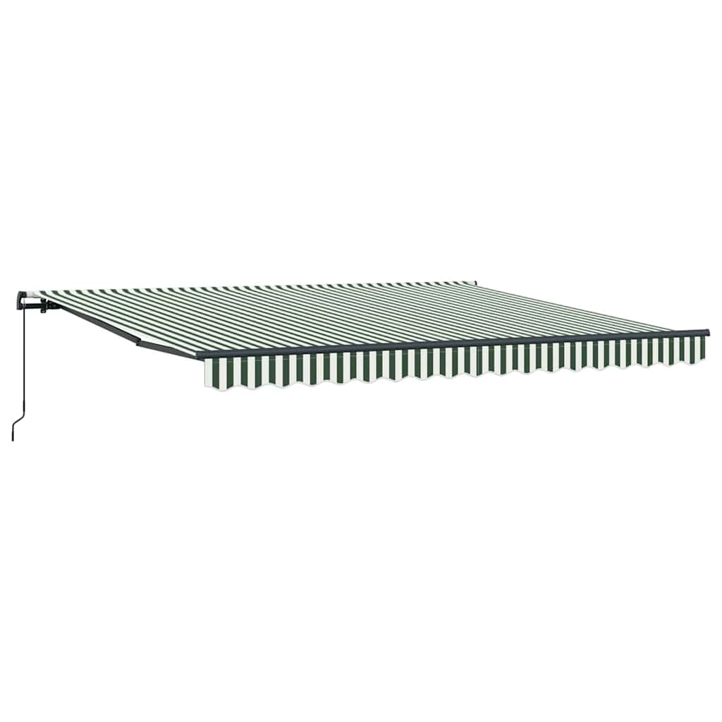 Retractable Awning Manual Green and White 400 x 300 cm