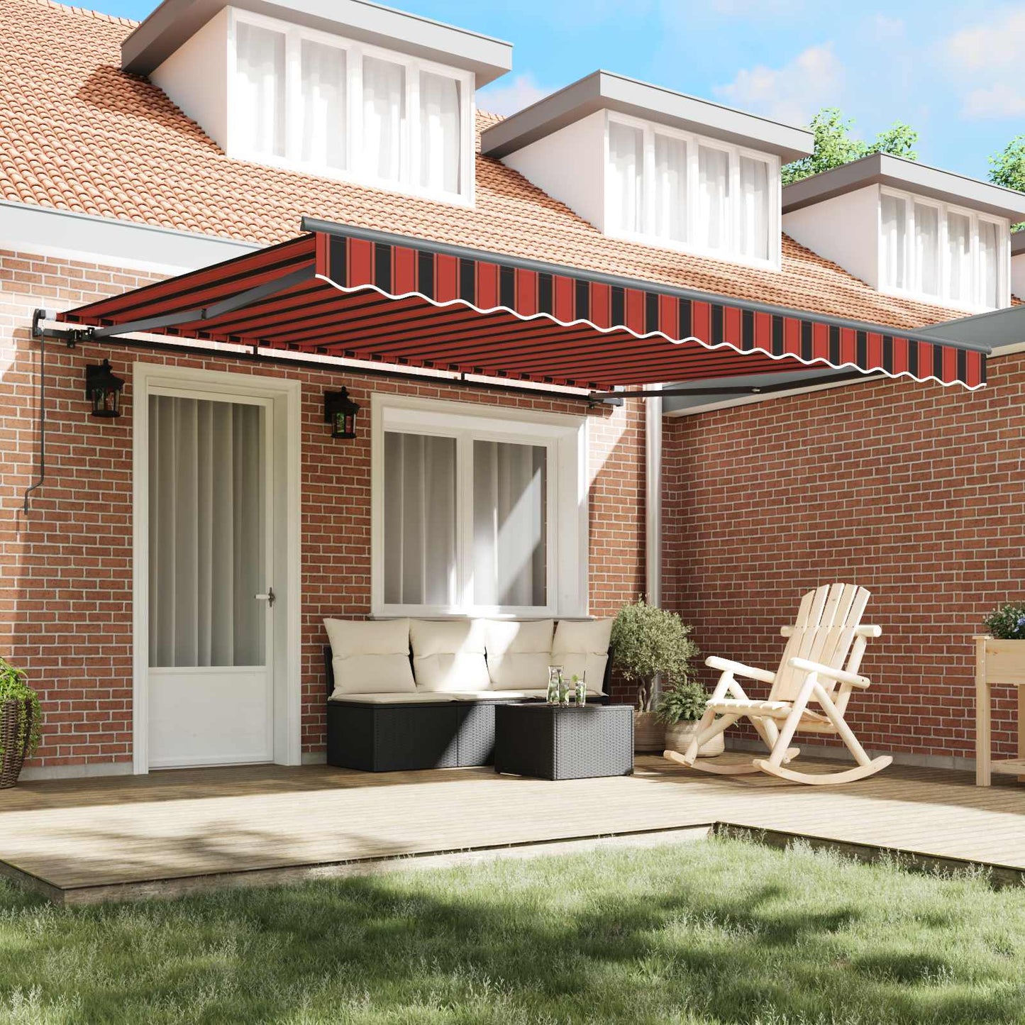 Retractable Awning Manual Orange and brown 400 x 350 cm
