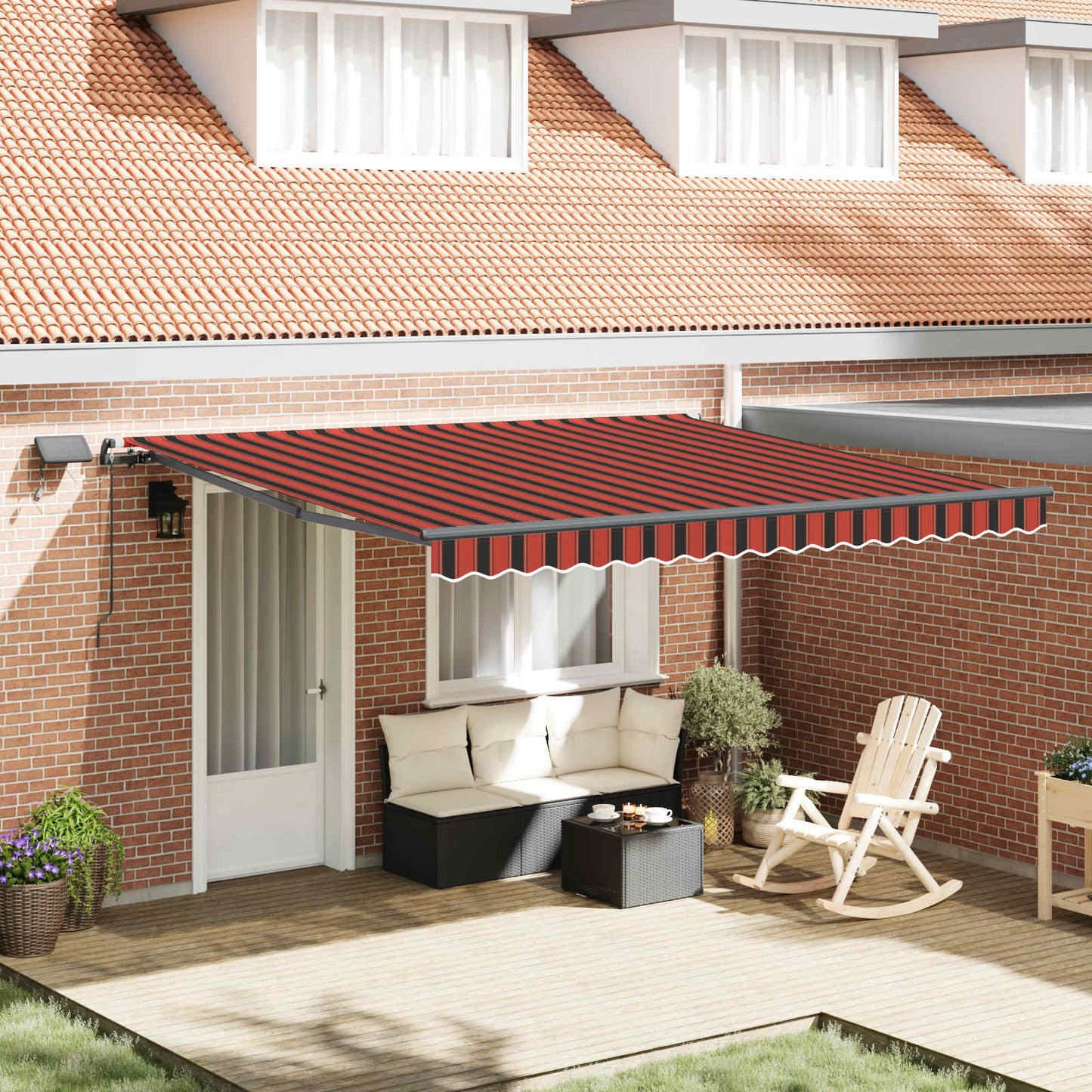 Retractable Awning Manual Orange and brown 400 x 350 cm Fabric