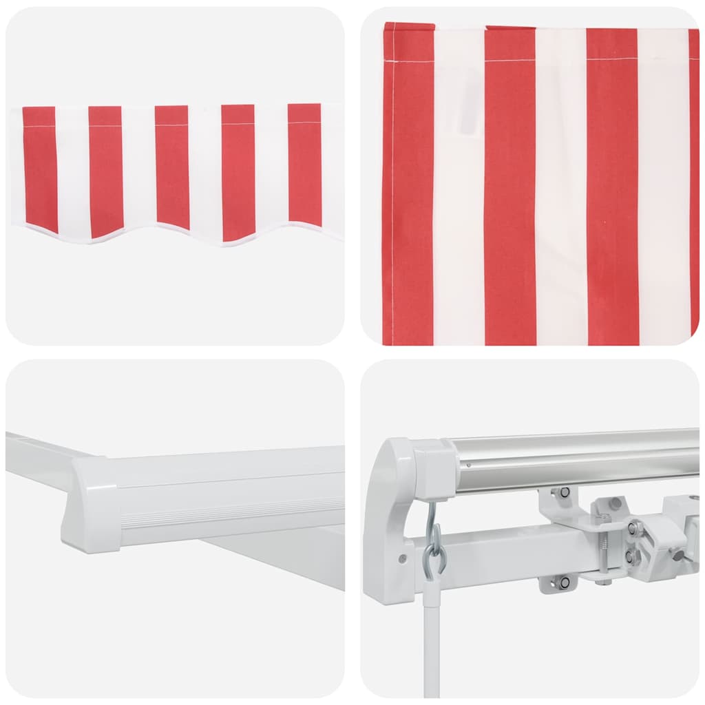 Retractable Awning Manual Red and White 400 x 350 cm