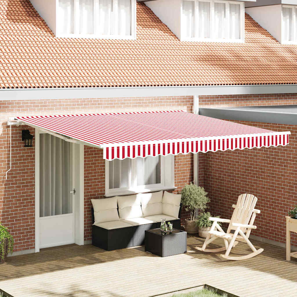 Retractable Awning Manual Red and White 400 x 350 cm