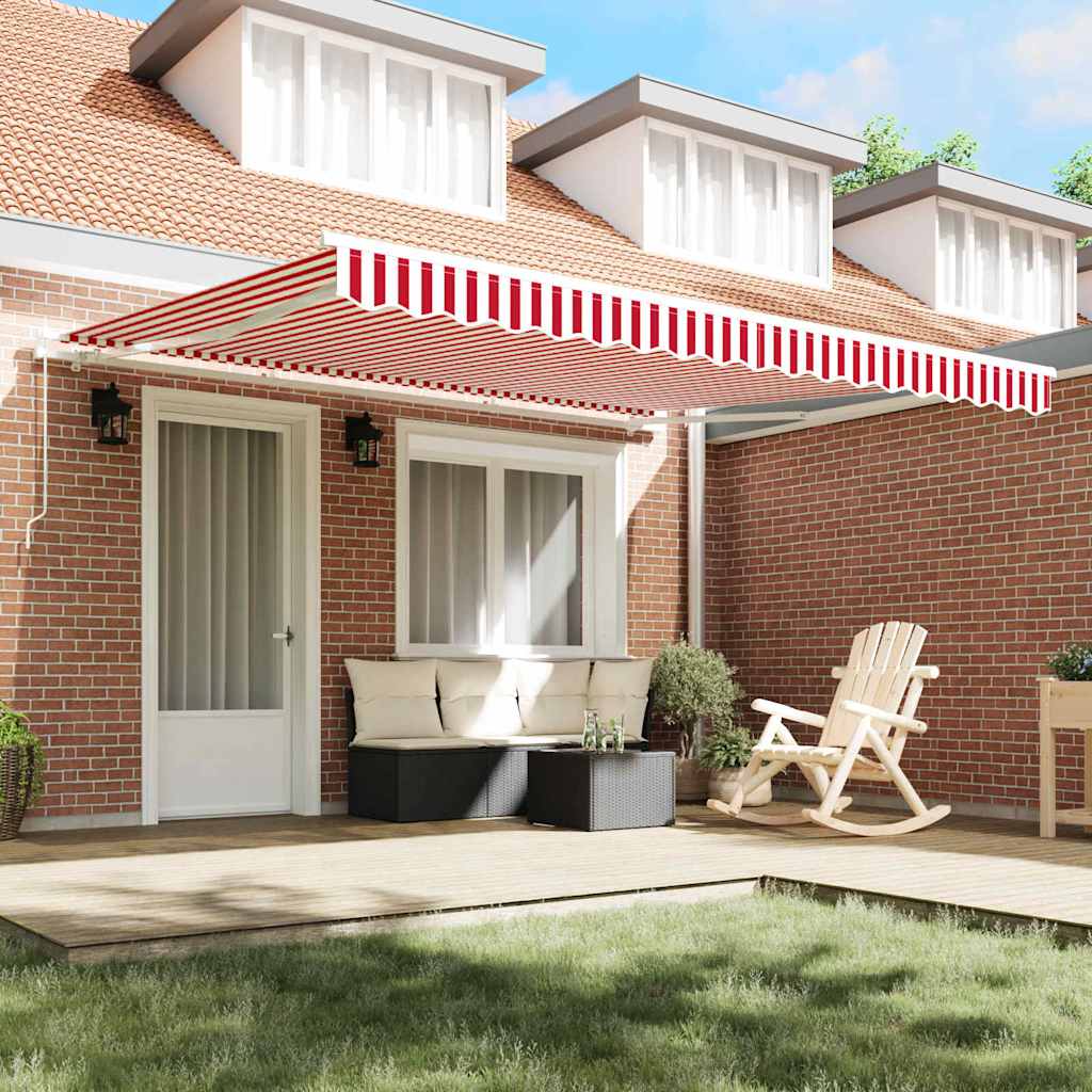 Retractable Awning Manual Red and White 400 x 350 cm