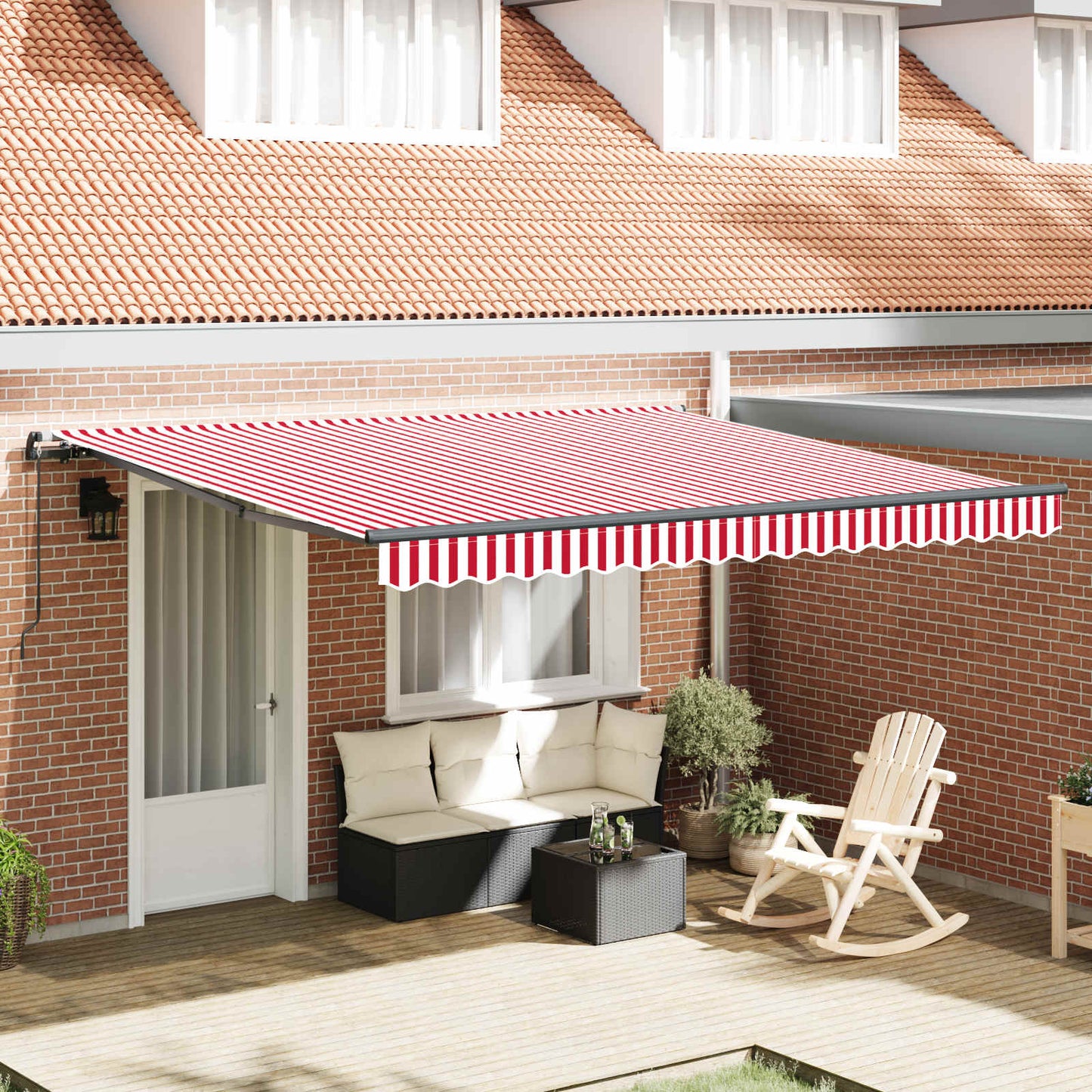 Retractable Awning Red and White 400 x 350 cm