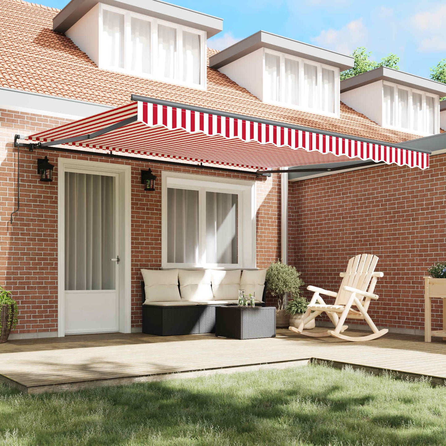 Retractable Awning Red and White 400 x 350 cm