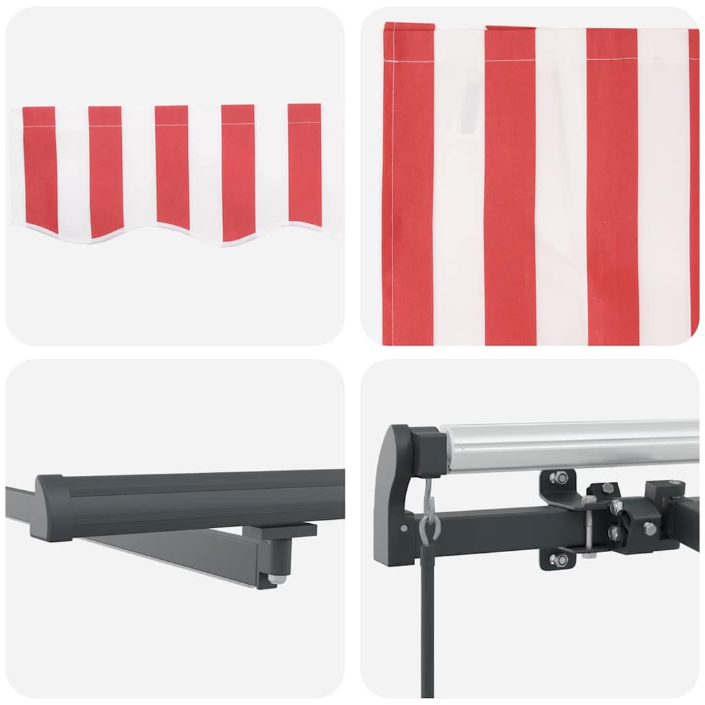 Retractable Awning Manual Red and white 400 x 350 cm Fabric