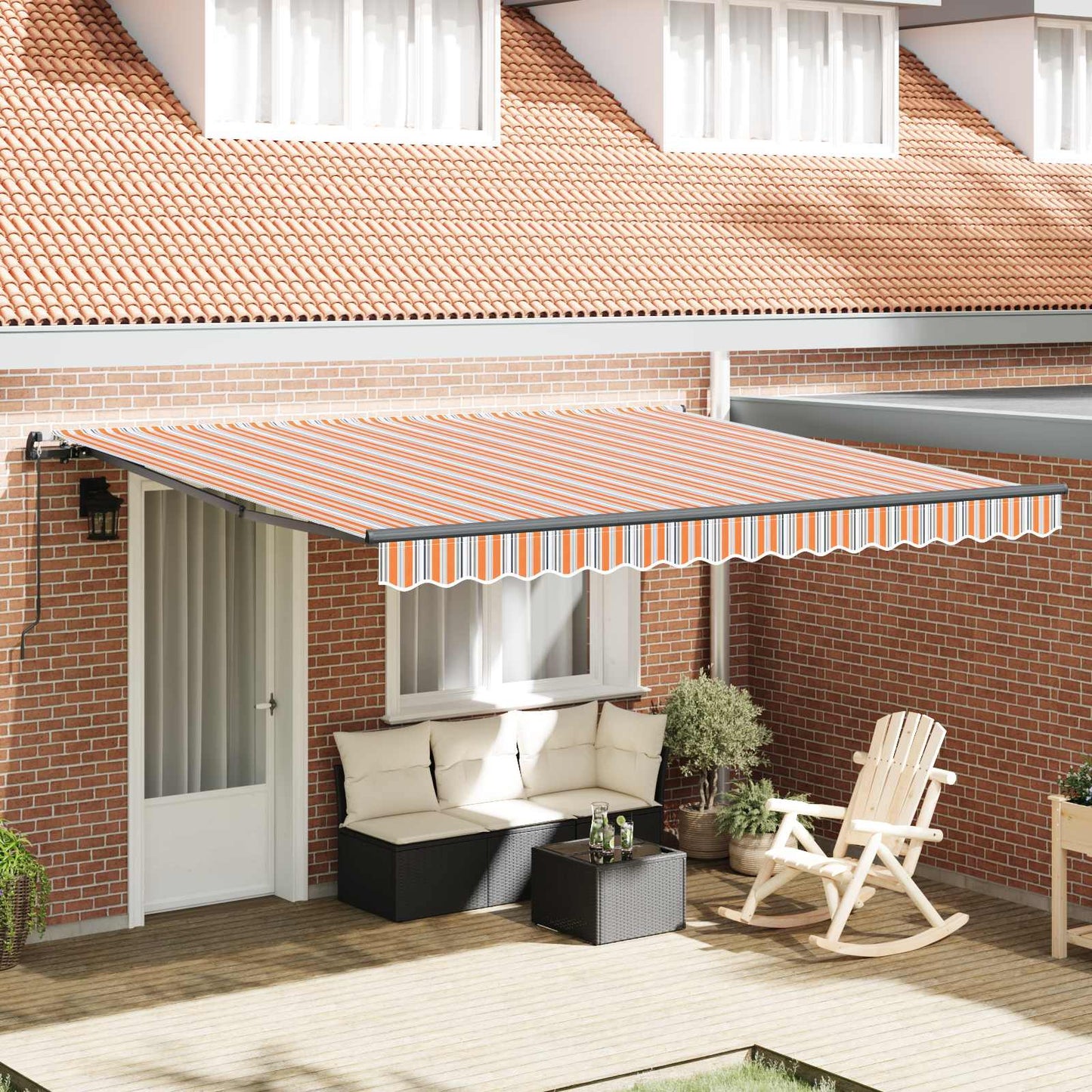 Retractable Awning Multicolour 400 x 350 cm