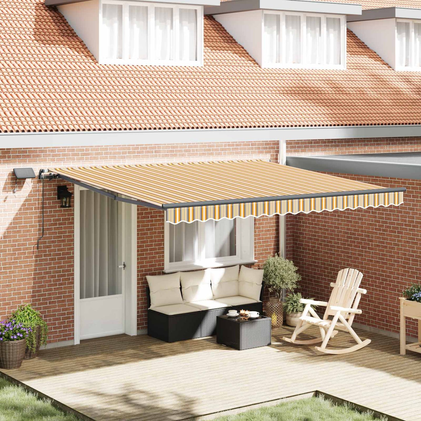 Retractable Awning Multicolour 400 x 350 cm Fabric
