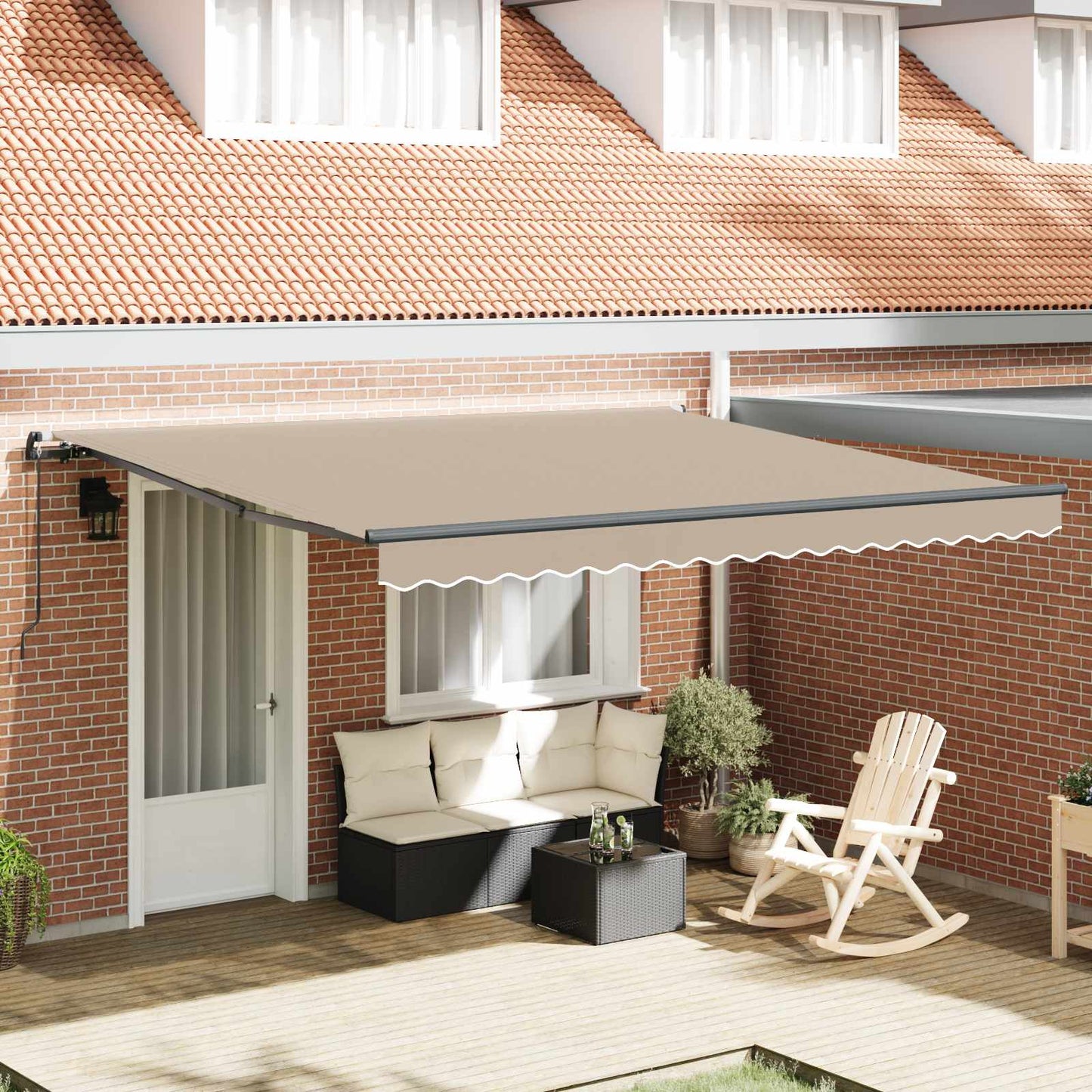 Retractable Awning Beige 400 x 350 cm Polyester and Steel