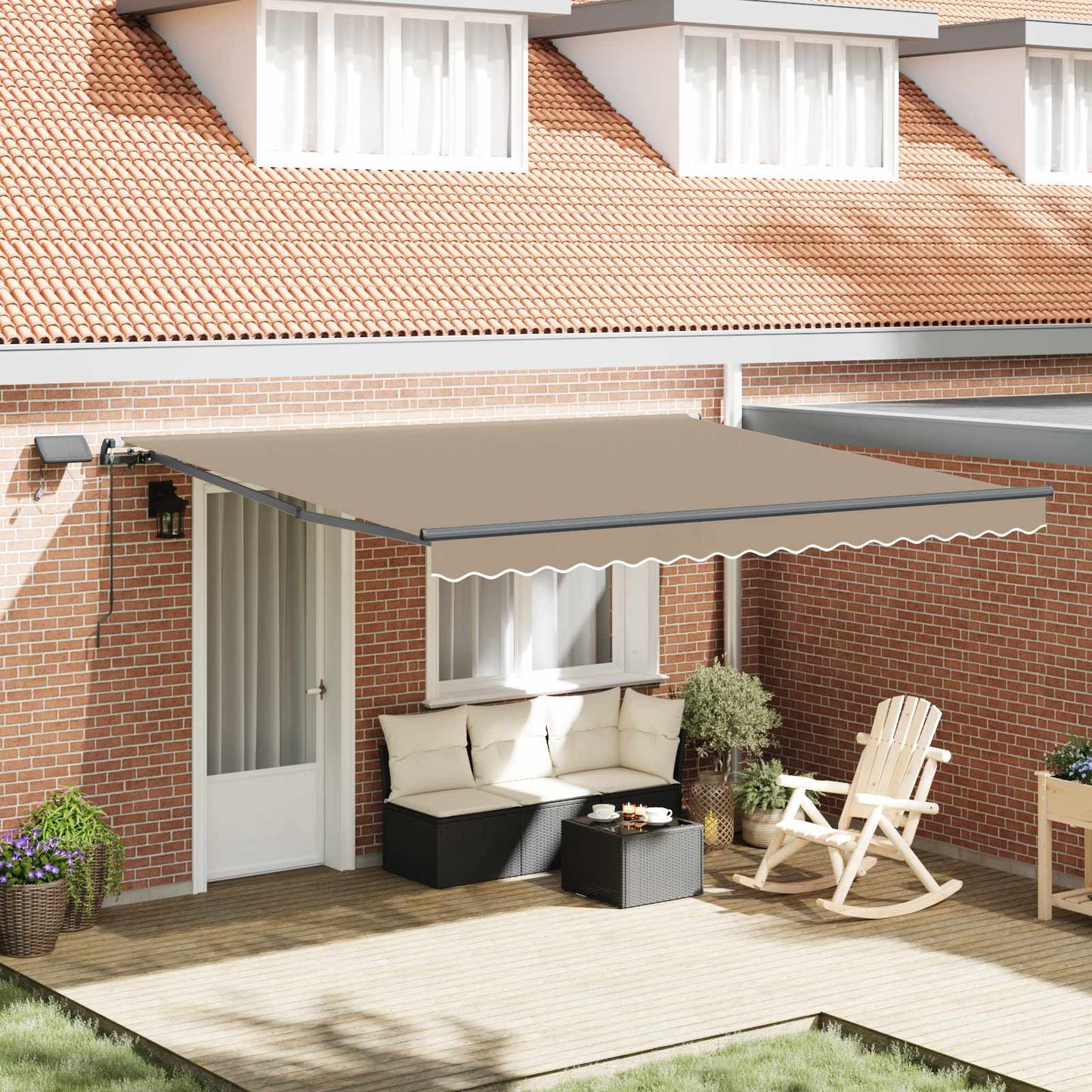 Retractable Awning Beige 400 x 350 cm Fabric