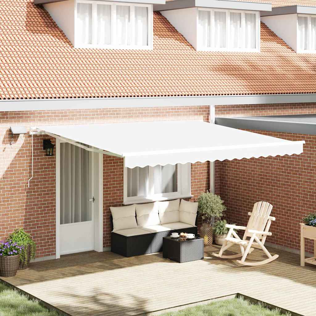 Retractable Awning Manual White 400 x 300 cm Fabric and Steel