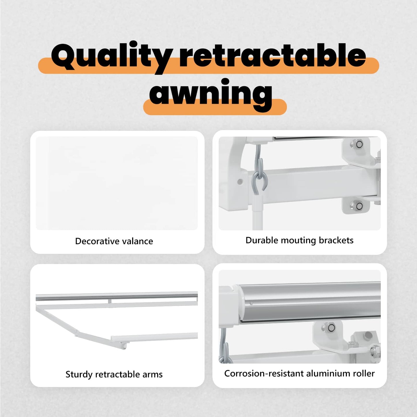 Retractable Awning White 400 x 300 cm Fabric and Aluminium