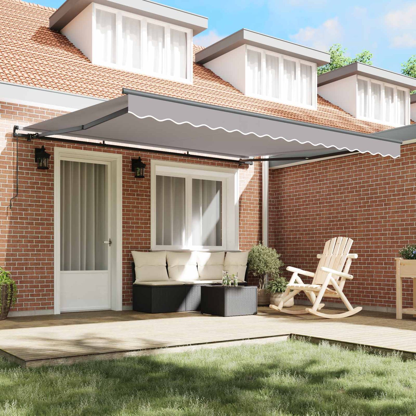 Retractable Awning Light Grey 400 x 350 cm Polyester and Steel