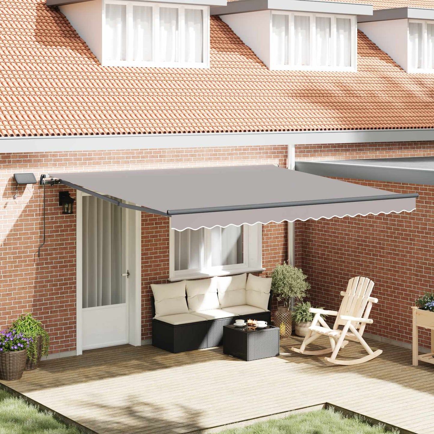 Retractable Awning Manual Light grey 400 x 350 cm Fabric