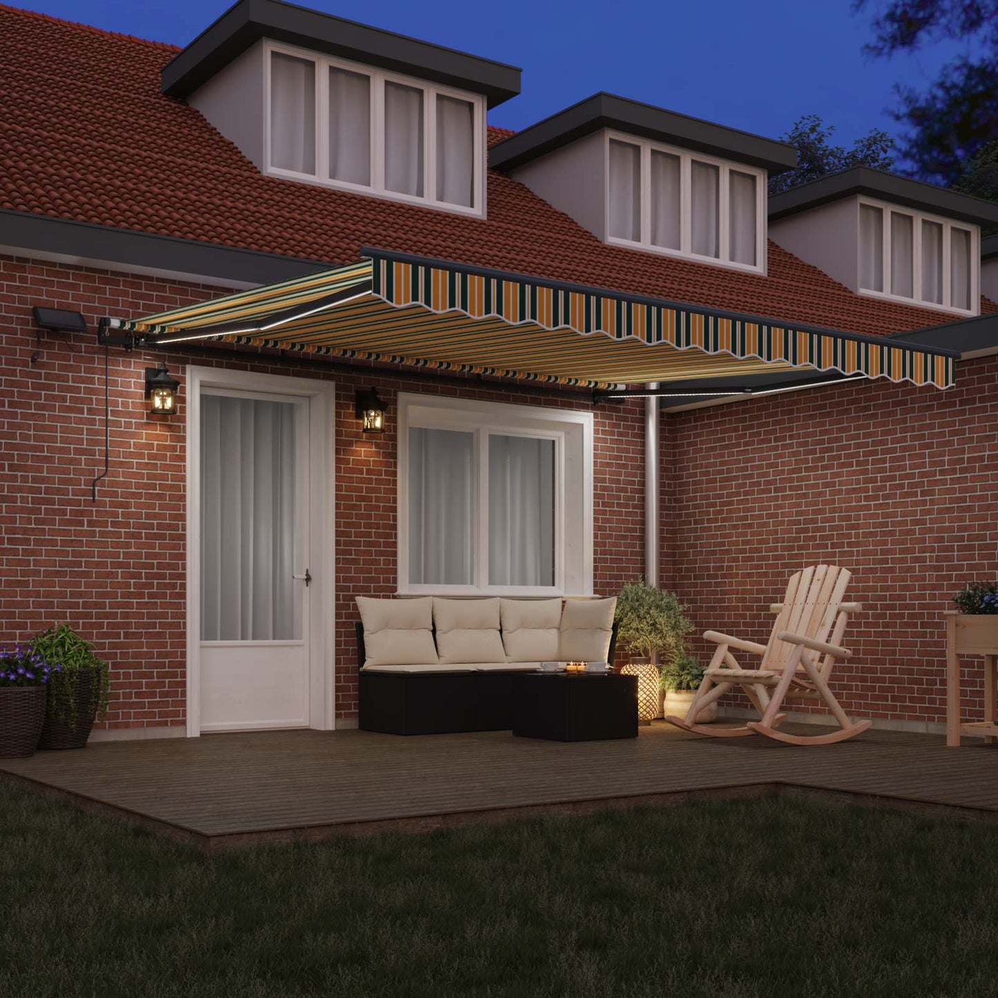 Retractable Awning Green and yellow 400 x 350 cm