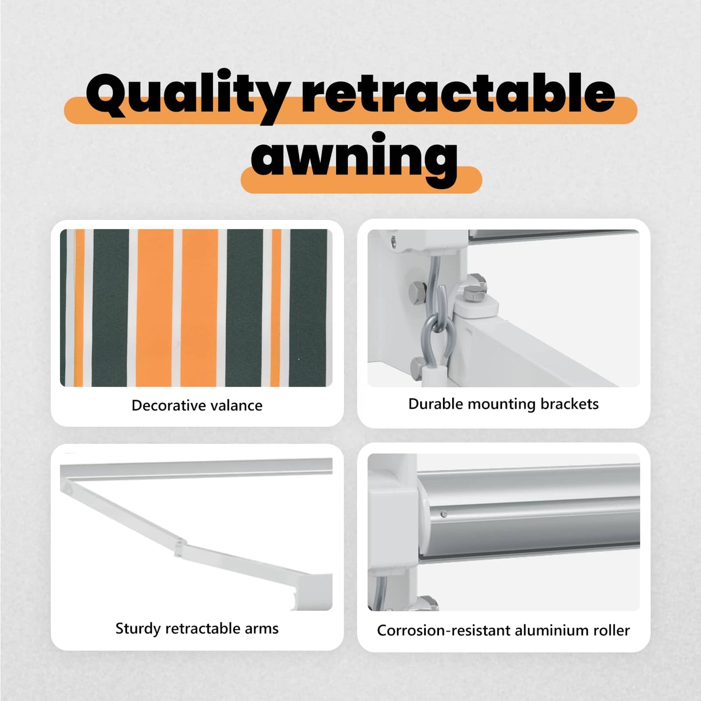 Retractable Awning Green and White 400 x 350 x 165 cm