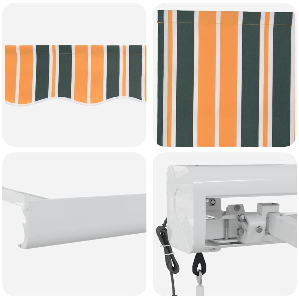 Retractable Awning Green and White 400 x 350 cm