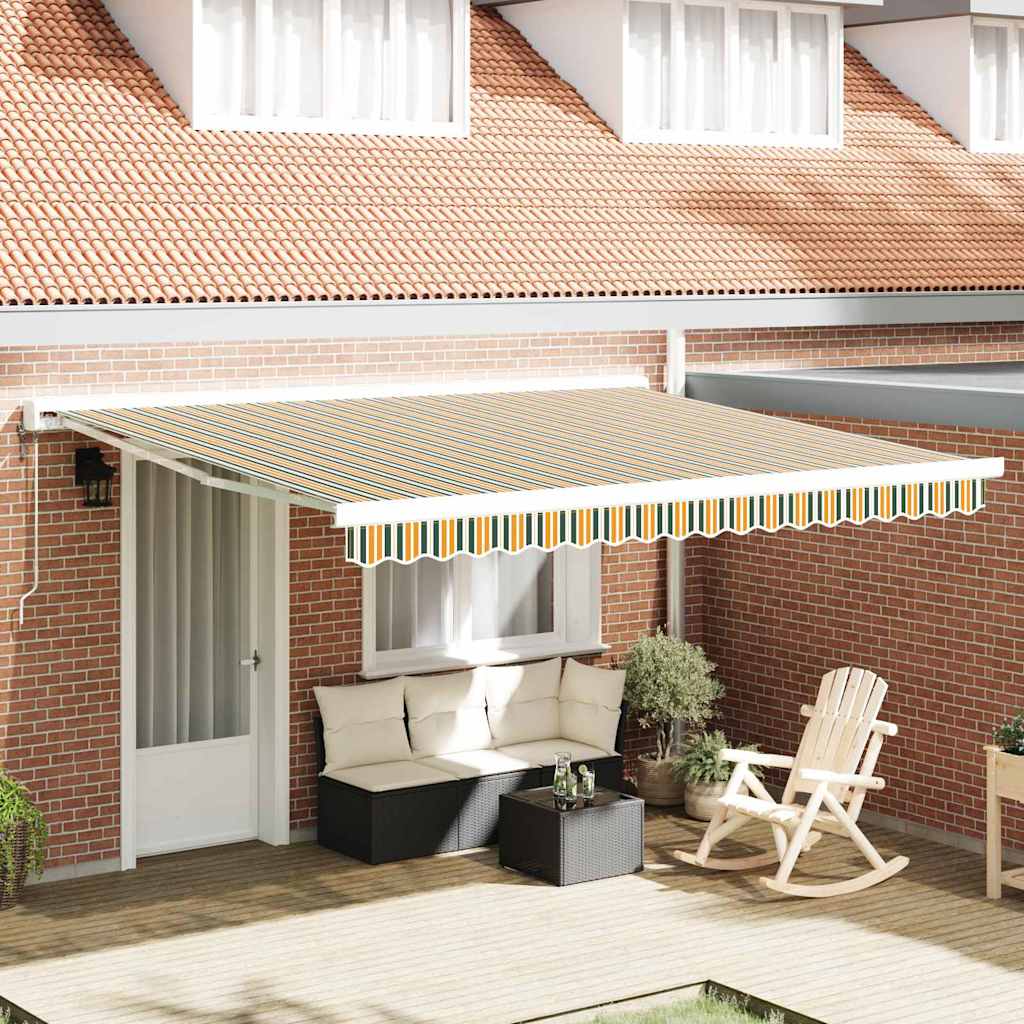 Retractable Awning Green and White 400 x 350 cm