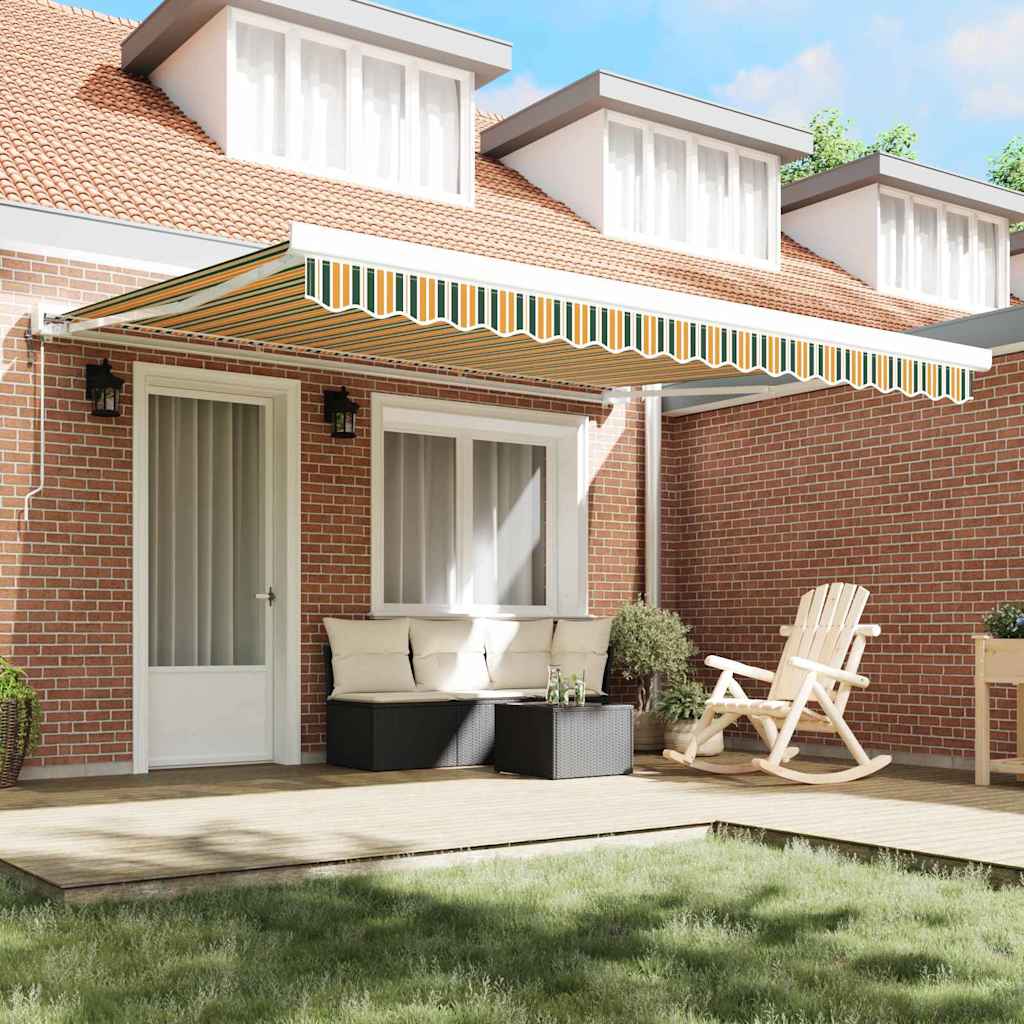 Retractable Awning Green and White 400 x 350 cm