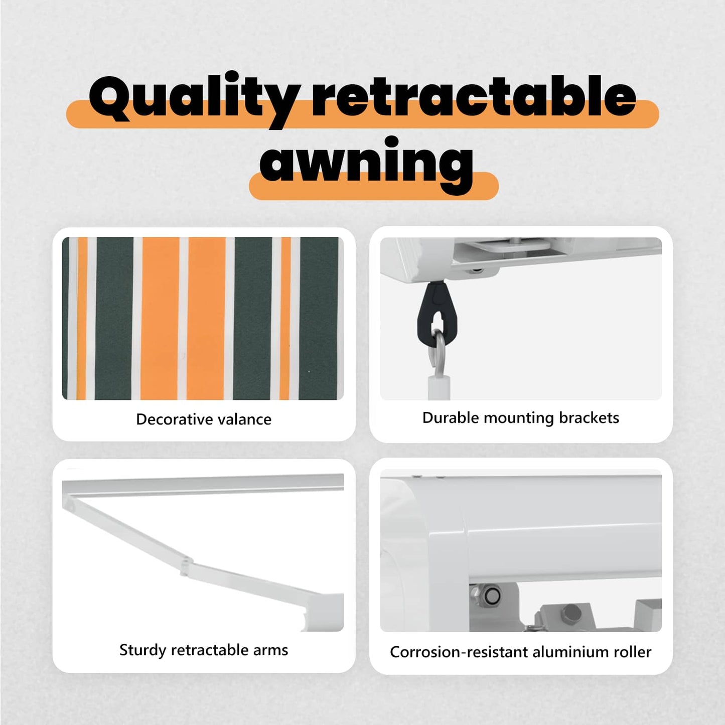 Retractable Awning Green and White 400 x 350 cm