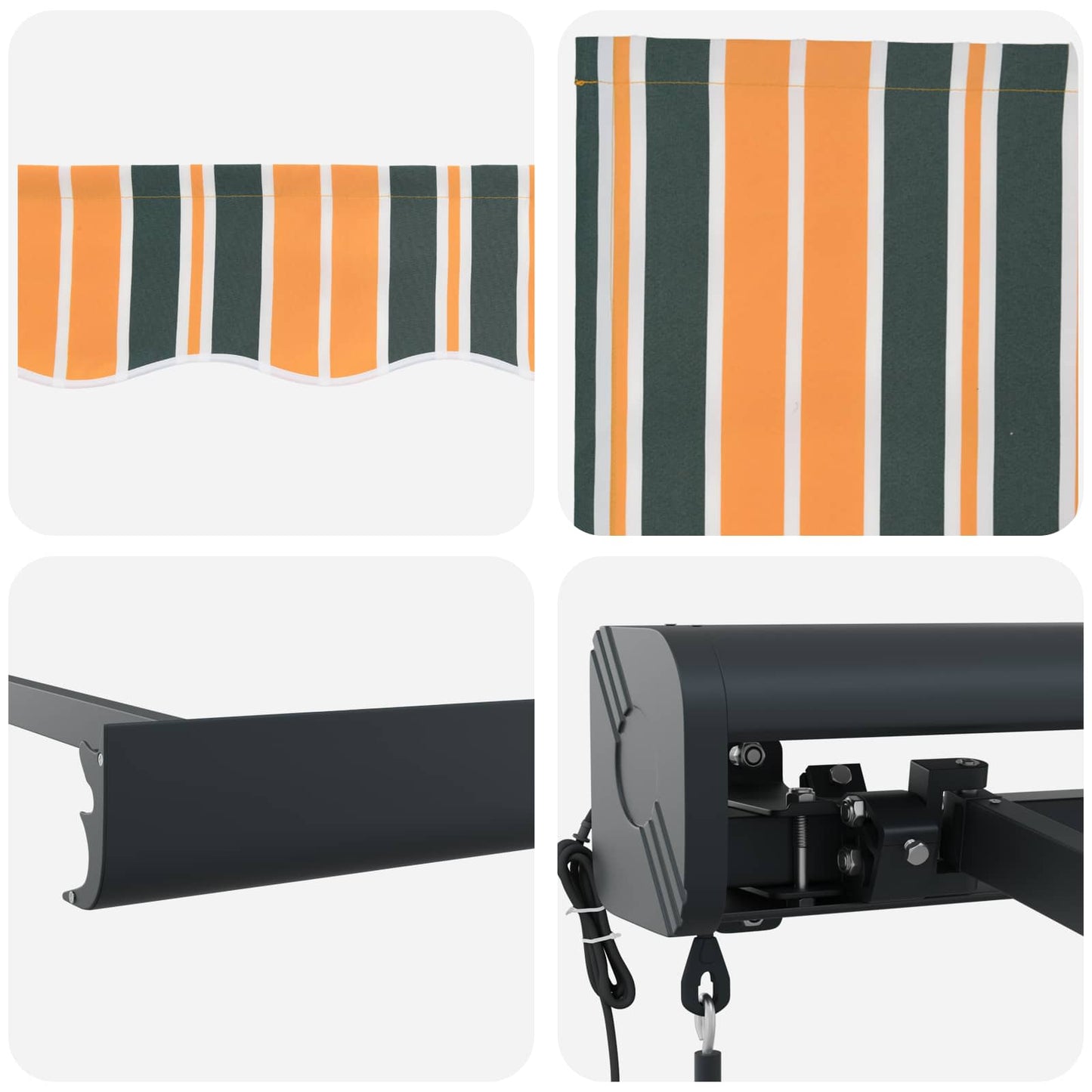 Retractable Awning Manual Green and white 400 x 350 cm Fabric