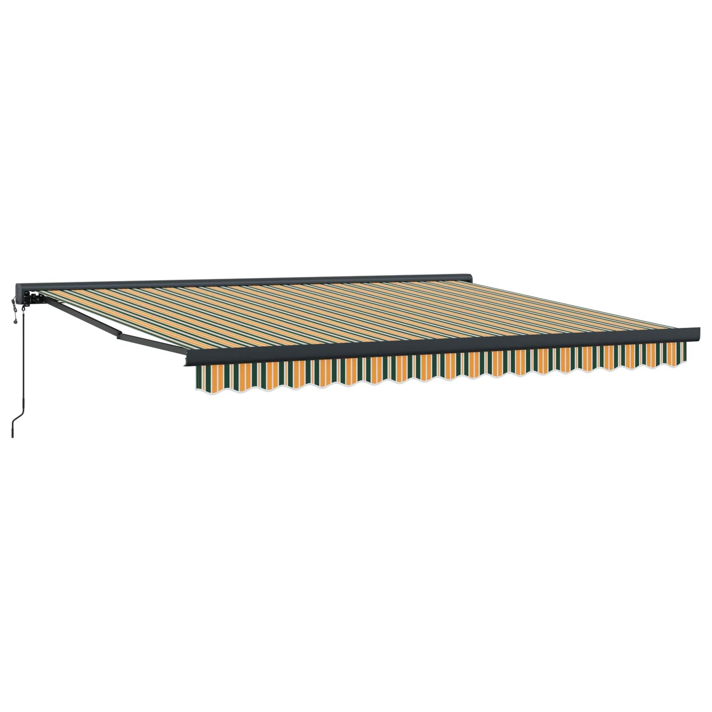 Retractable Awning Manual Green and white 400 x 350 cm Fabric