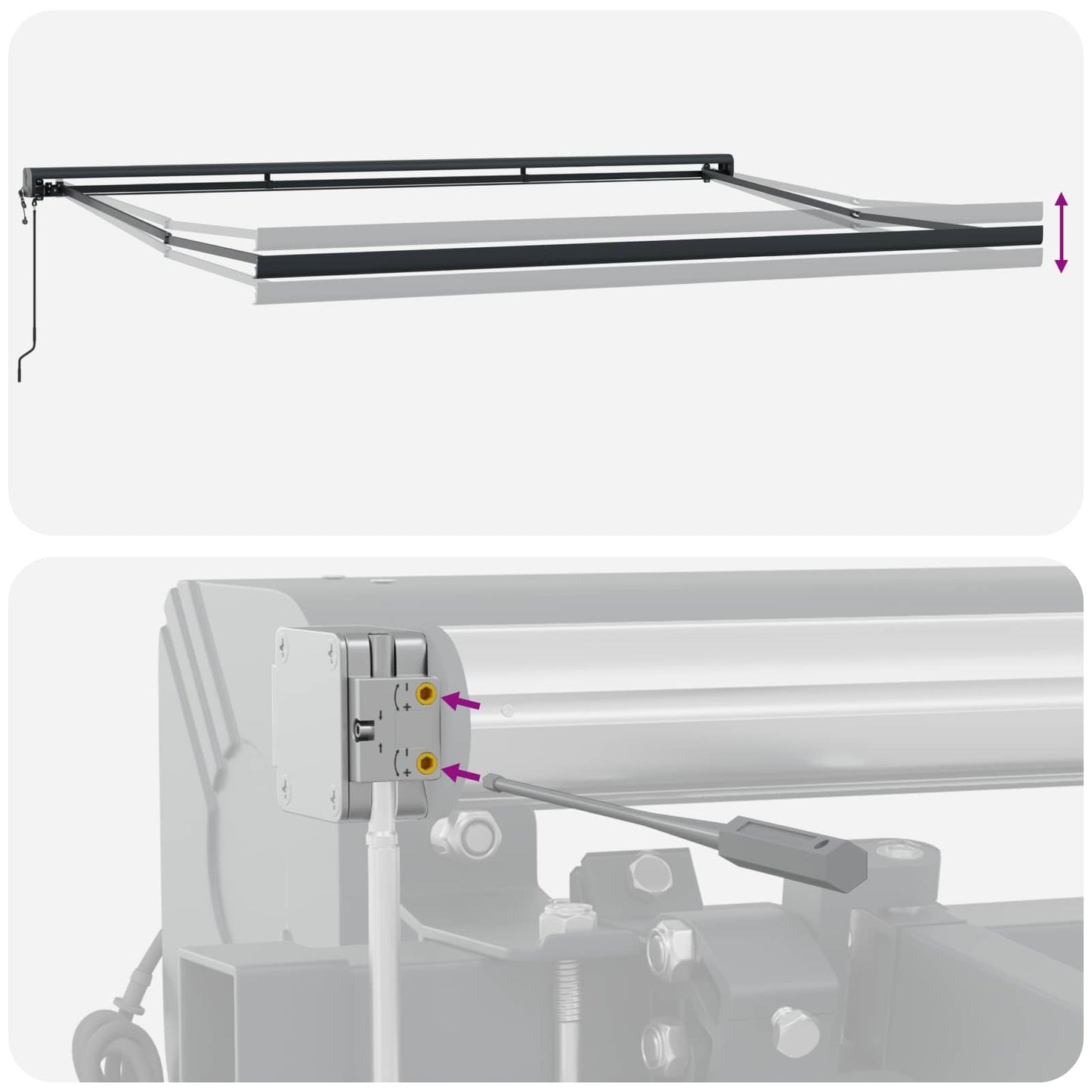 Retractable Awning Manual Green and white 400 x 350 cm Fabric