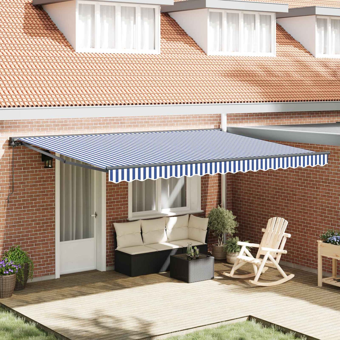 Awning Frame Blue and White 450 x 300 cm