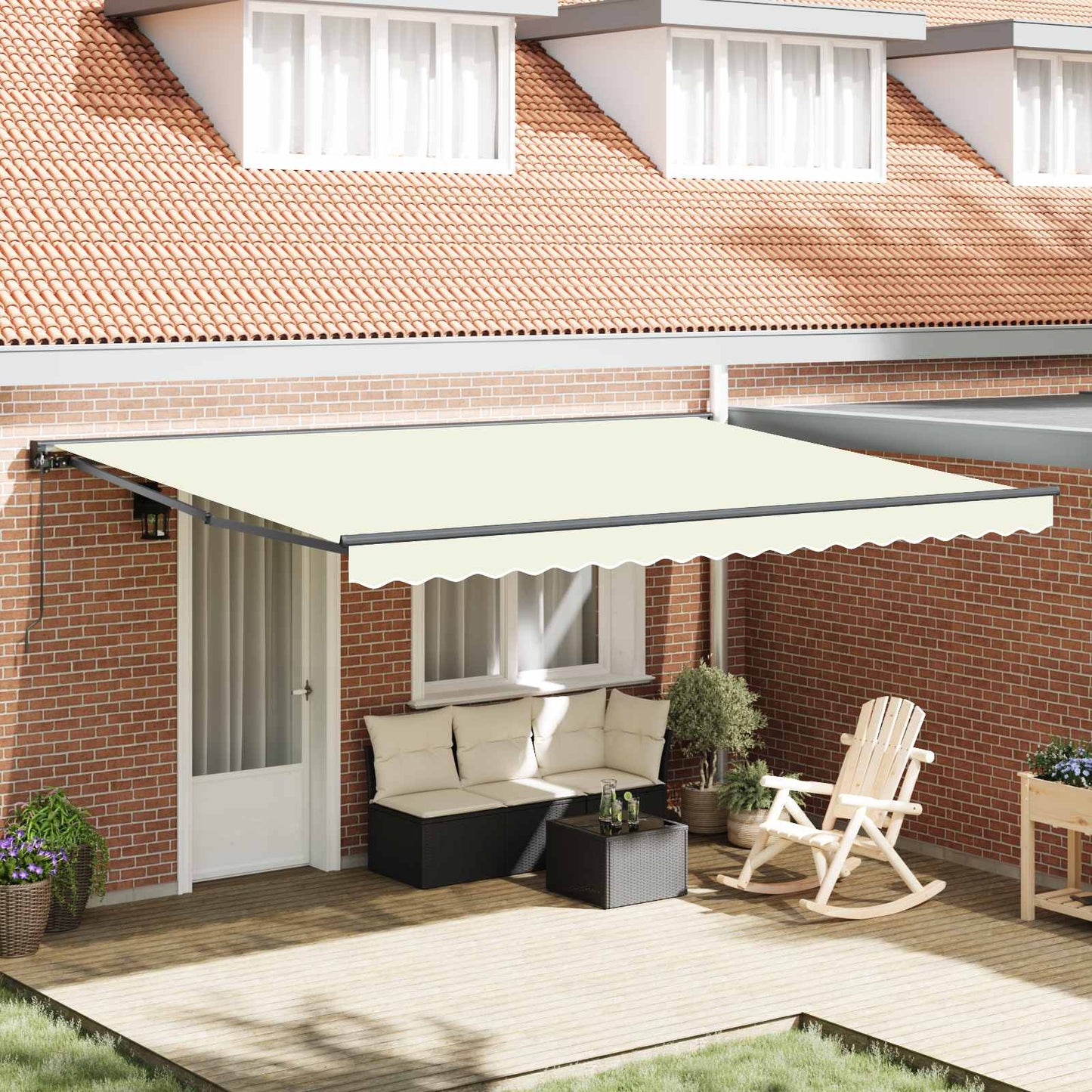 Awning Frame Cream 450 x 300 cm Polyester with PU coating