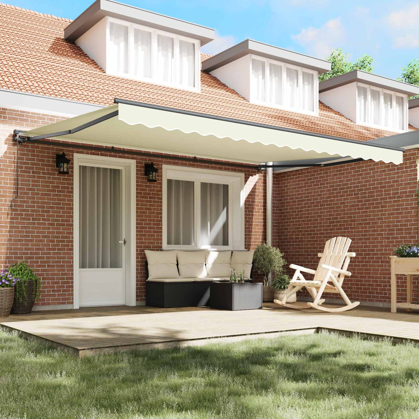 Awning Frame Cream 450 x 300 cm Polyester with PU coating