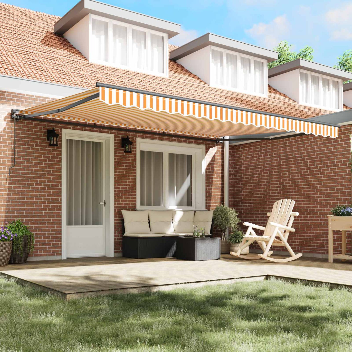 Awning Frame Yellow and White 450 x 300 cm