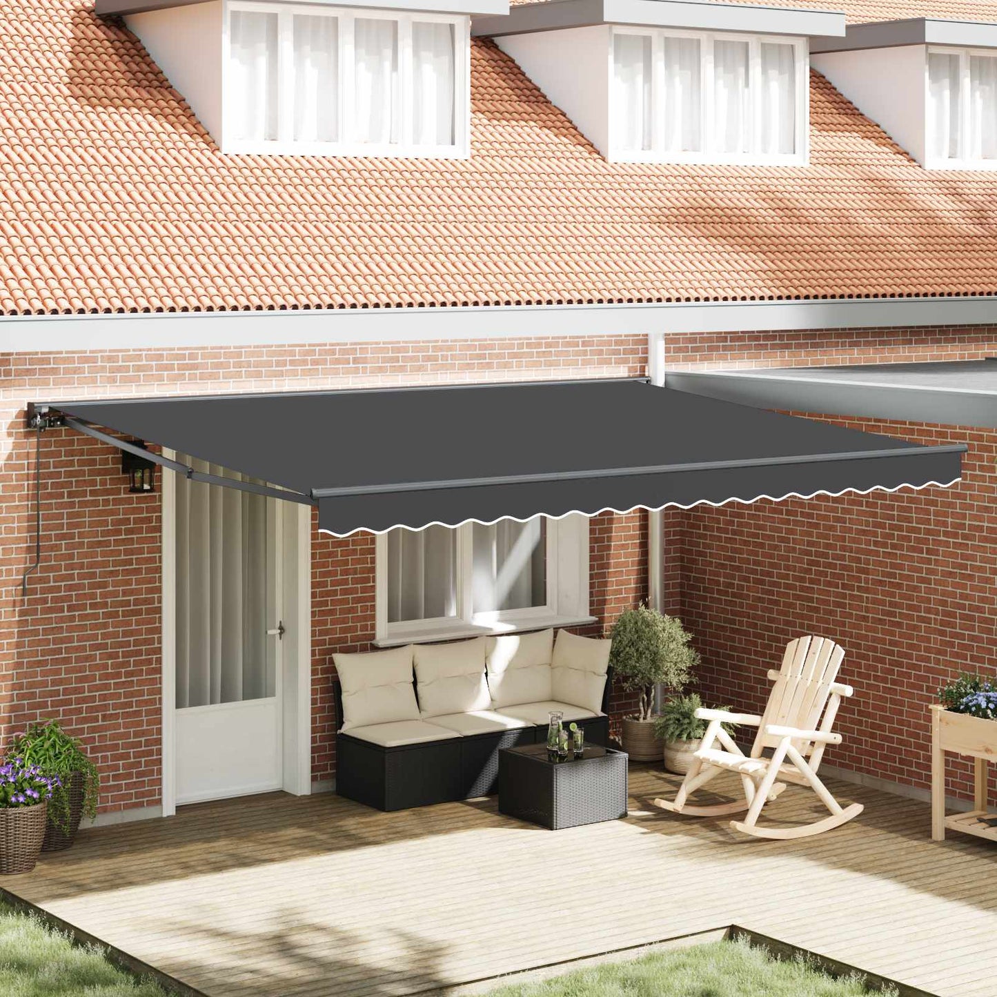 Awning Frame Anthracite 450 x 300 cm Polyester with PU coating