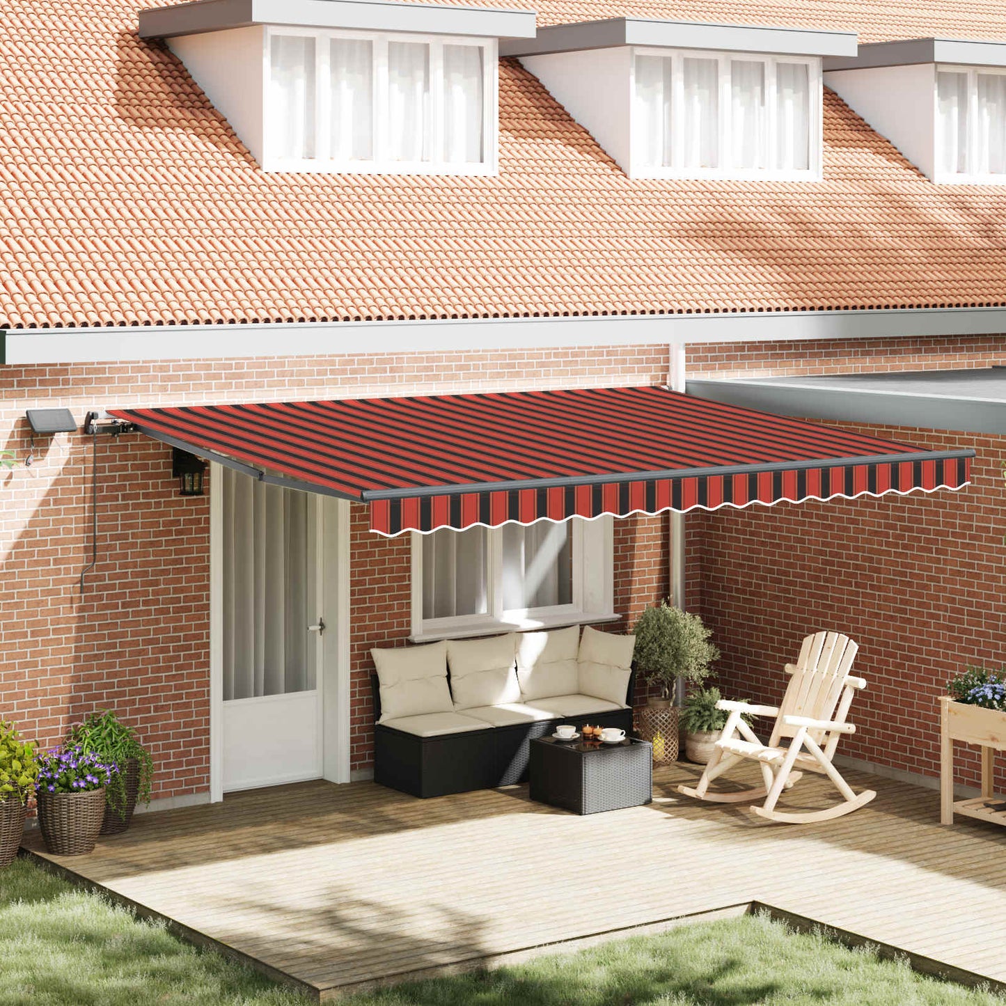 Retractable Awning Orange and brown 450 x 300 cm Fabric