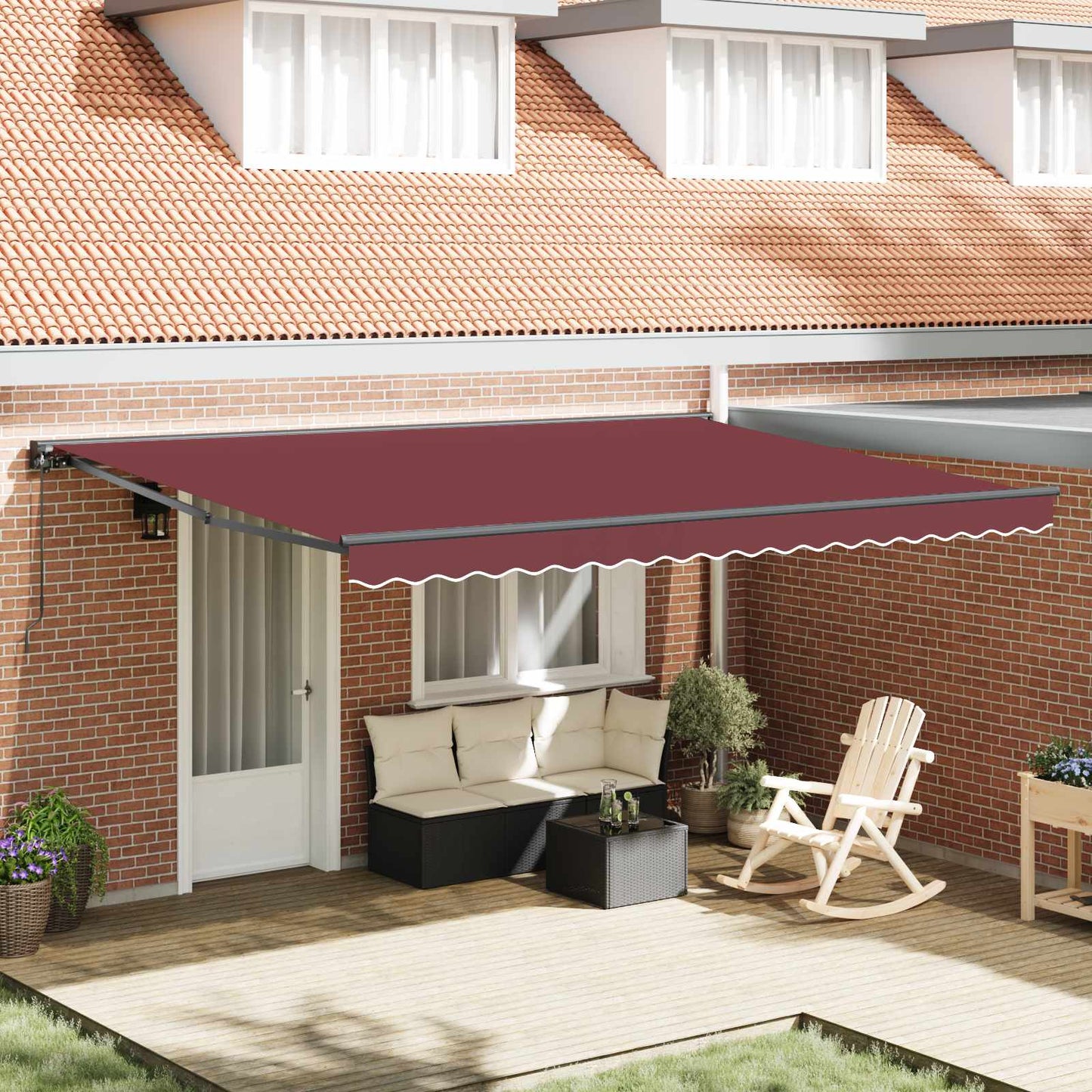 Awning Frame Burgundy 450 x 300 cm Polyester with PU coating